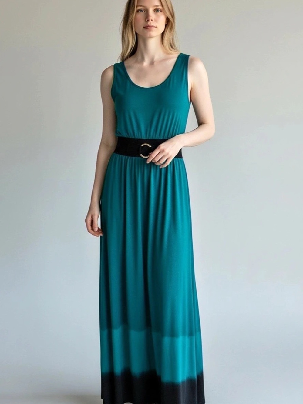 Completely Me by Liz Lange Maxi Dress in Blue & Black Size Medium